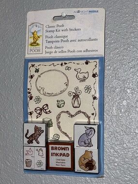 Classic Pooh Brown Stamp Kit with Stickers - All Night Media
